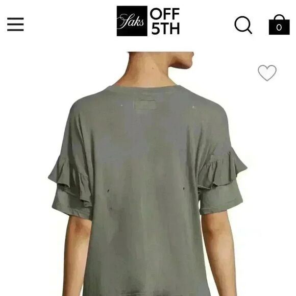 Current Elliot ruffle roadie oversized tee XS/0 dusty olive ranch cowboy grunge - Picture 2 of 7